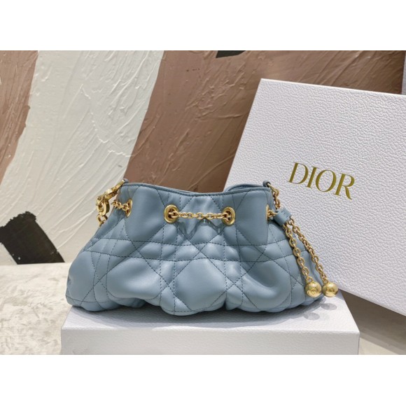 D*or ammi small bag in blue macrocannage lambskin