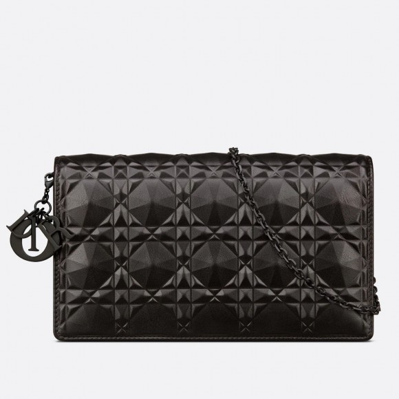 D*or lady D*or chain pouch in black diamond calfskin