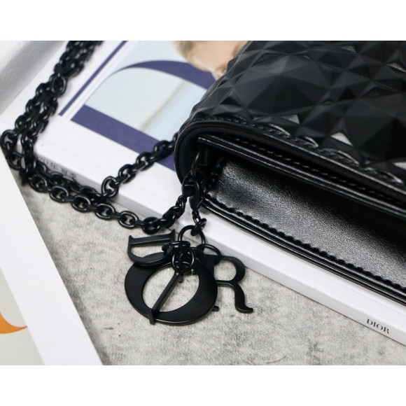 D*or lady D*or chain pouch in black diamond calfskin