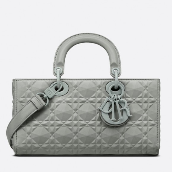 D*or lady d-joy medium bag in grey calfskin with diamond motif