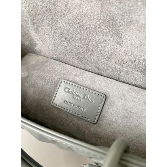 D*or lady d-joy medium bag in grey calfskin with diamond motif