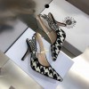 Dior J'Adior Slingback 100mm Pumps In Black Houndstooth Embroidery