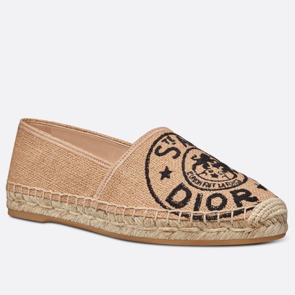 D*or granville espadrilles in beige jute canvas with D*or union motif