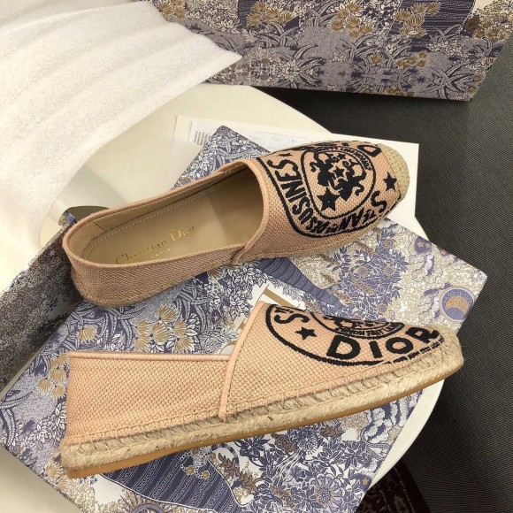 D*or granville espadrilles in beige jute canvas with D*or union motif