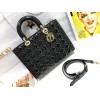 Dior Lady Dior Large Bag In Black Patent Cannage Calfskin