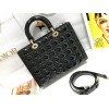 Dior Lady Dior Large Bag In Black Patent Cannage Calfskin