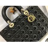 Dior Lady Dior Large Bag In Black Patent Cannage Calfskin