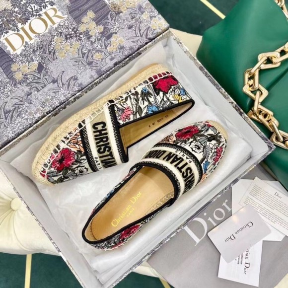 D*or granville espadrilles in mille fleurs embroidered cotton