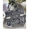 Dior Small Book Tote Bag In Blue Toile de Jouy Reverse Embroidery