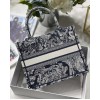 Dior Small Book Tote Bag In Blue Toile de Jouy Reverse Embroidery