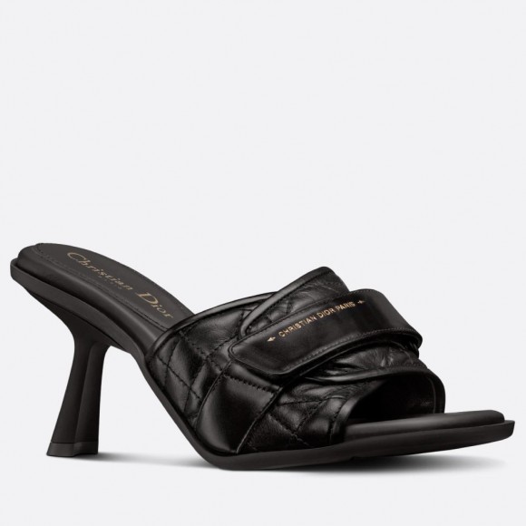 D*or dio(r)evolution heeled slides in black calfskin