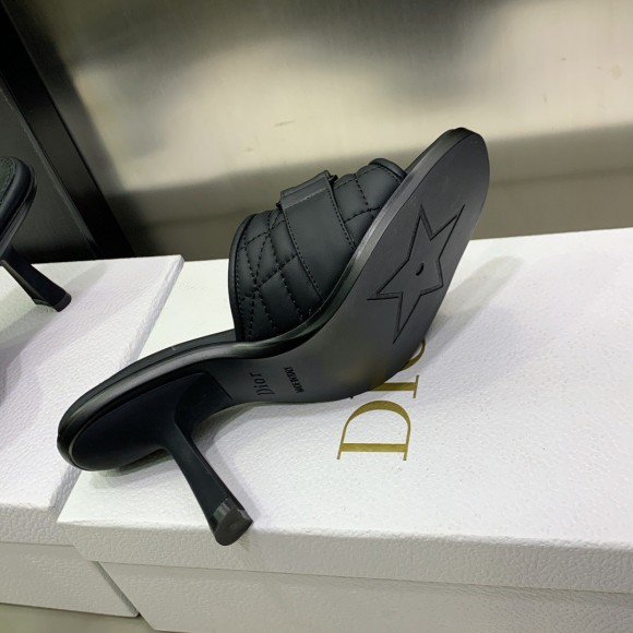 D*or dio(r)evolution heeled slides in black calfskin