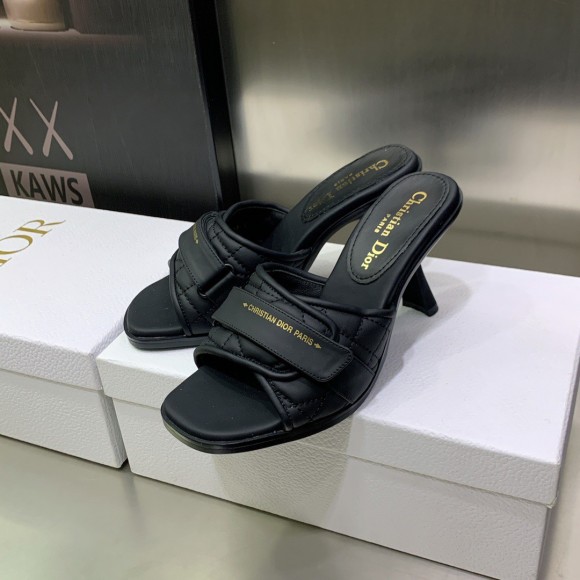 D*or dio(r)evolution heeled slides in black calfskin