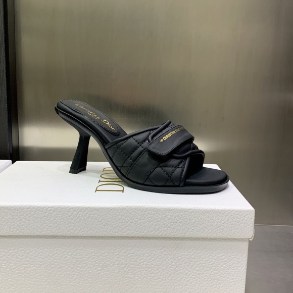 D*or dio(r)evolution heeled slides in black calfskin