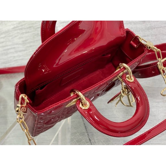 D*or lady d-joy small bag in red patent calfskin