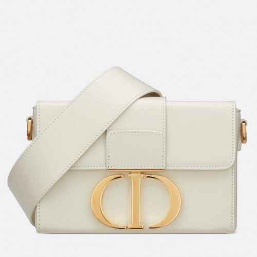 Dior 30 Montaigne Box Bag In White Box Calfskin