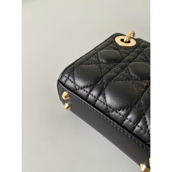 D*or lady D*or micro bag in black cannage lambskin