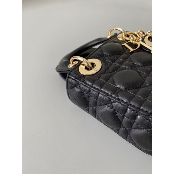 D*or lady D*or micro bag in black cannage lambskin