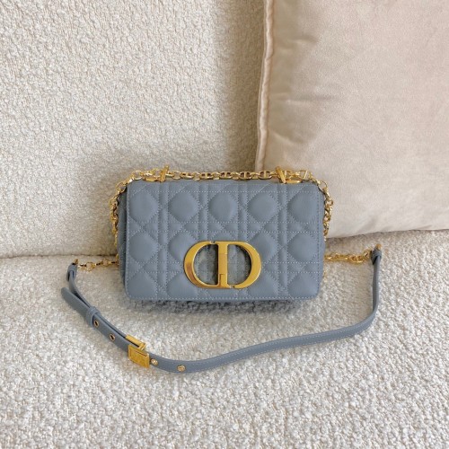 Dior Caro Small Bag In Cloud Blue Cannage Calfskin