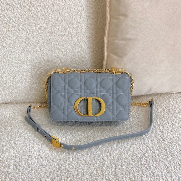 D*or caro small bag in cloud blue cannage calfskin