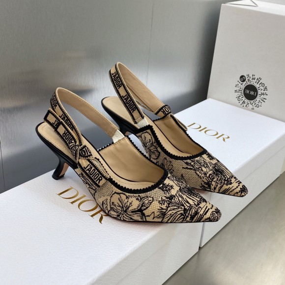 D*or j'aD*or slingback pumps 65mm in beige toile de jouy voyage motif