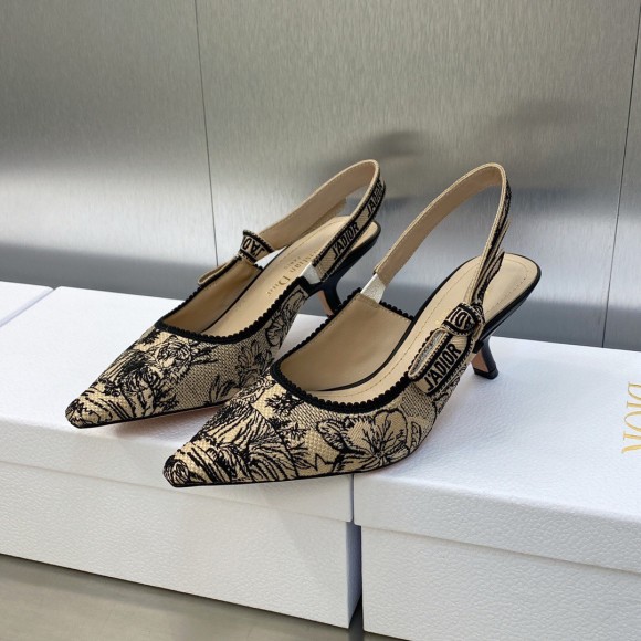 D*or j'aD*or slingback pumps 65mm in beige toile de jouy voyage motif