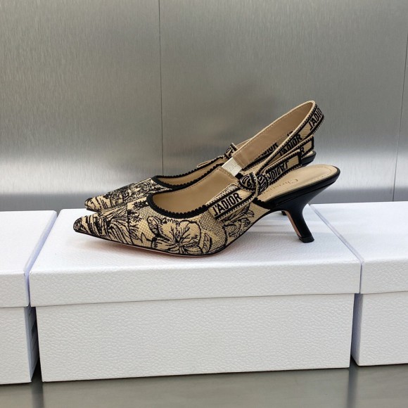 D*or j'aD*or slingback pumps 65mm in beige toile de jouy voyage motif