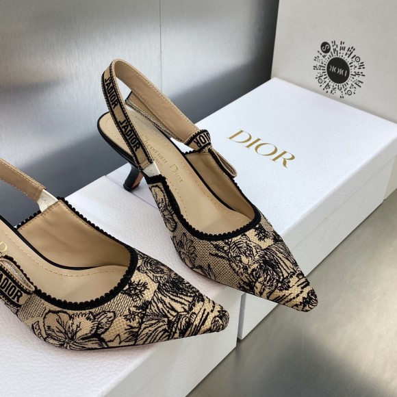 D*or j'aD*or slingback pumps 65mm in beige toile de jouy voyage motif