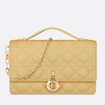 Dior Miss Dior Top Handle Bag in Pastel Yellow Cannage Lambskin Dior Miss Dior Top Handle Bag in Pastel Yellow Cannage Lambskin