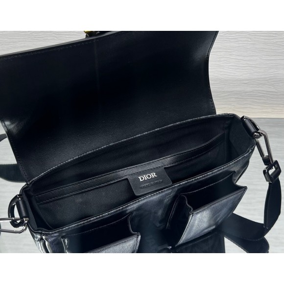 D*or hit the road messenger bag in black cd diamond canvas