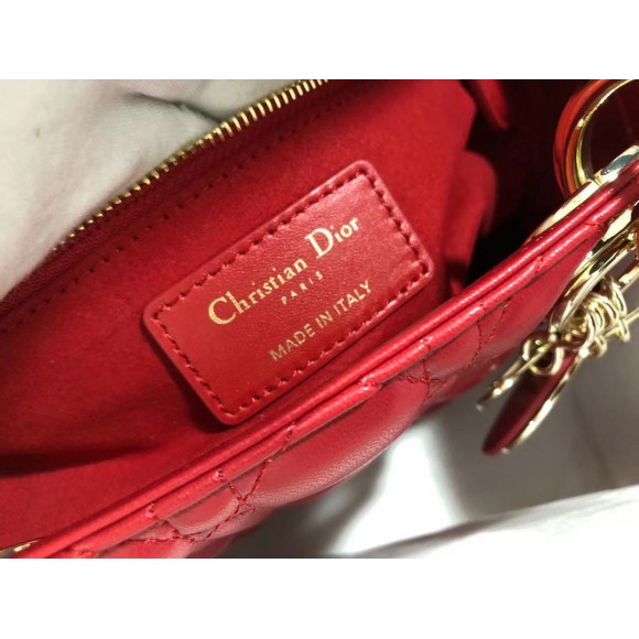 D*or lady D*or medium bag in red cannage lambskin