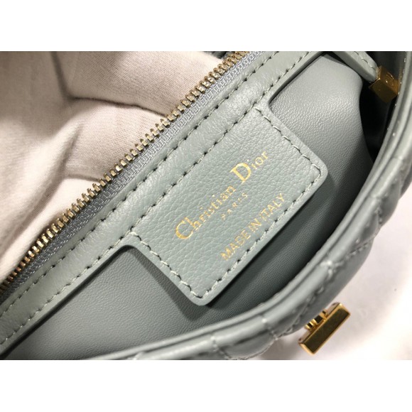 D*or caro small bag in grey cannage calfskin