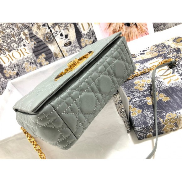 D*or caro small bag in grey cannage calfskin