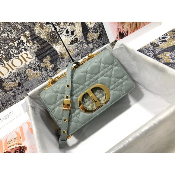 D*or caro small bag in grey cannage calfskin