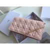 Dior Lady Dior Chain Pouch In Pink Patent Cannage Calfskin