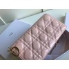 Dior Lady Dior Chain Pouch In Pink Patent Cannage Calfskin