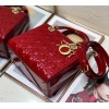 Dior Lady Dior Medium Bag In Red Patent Cannage Calfskin