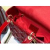 Dior Lady Dior Medium Bag In Red Patent Cannage Calfskin