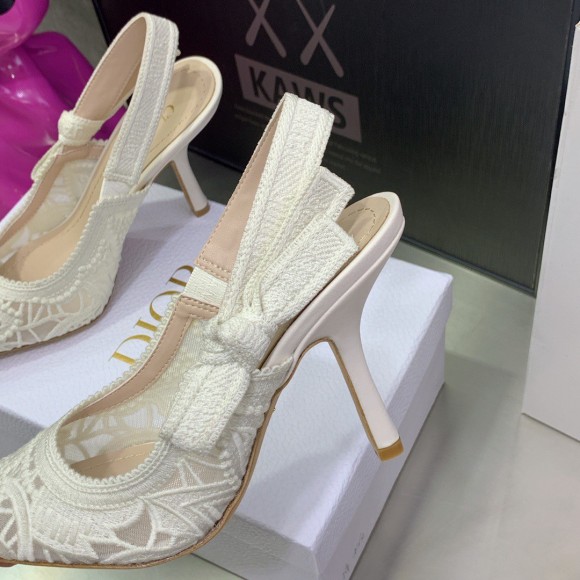 D*or j'aD*or slingback pumps 100mm in white macrame cotton