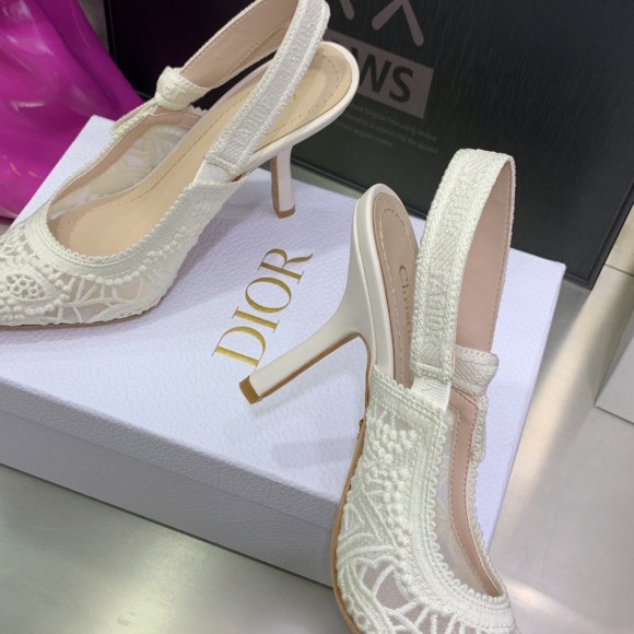 D*or j'aD*or slingback pumps 100mm in white macrame cotton