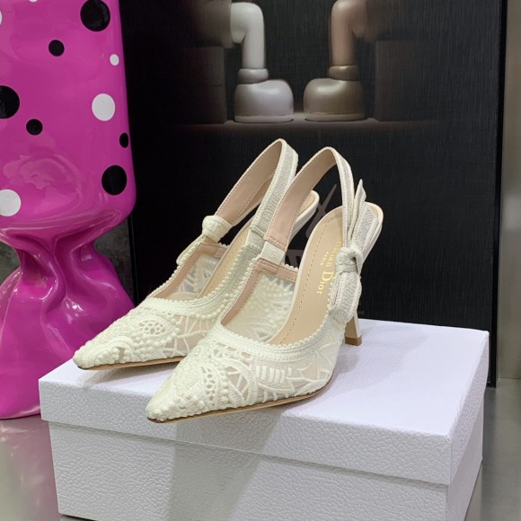 D*or j'aD*or slingback pumps 100mm in white macrame cotton