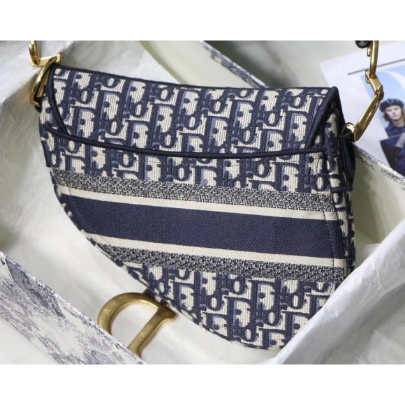 D*or saddle bag in blue D*or oblique embroidery