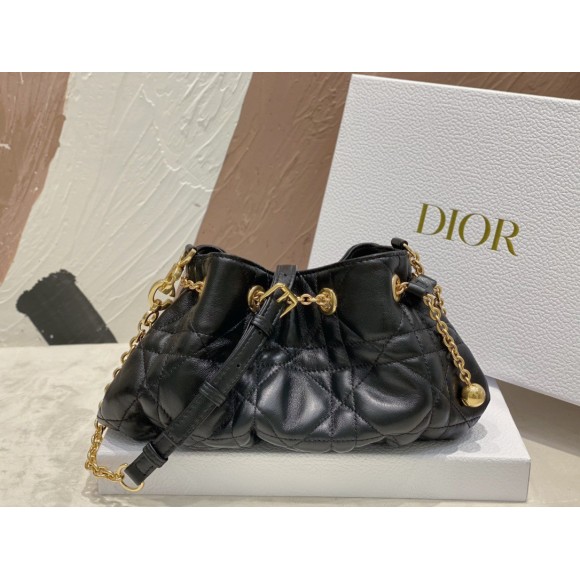 D*or ammi small bag in black macrocannage lambskin