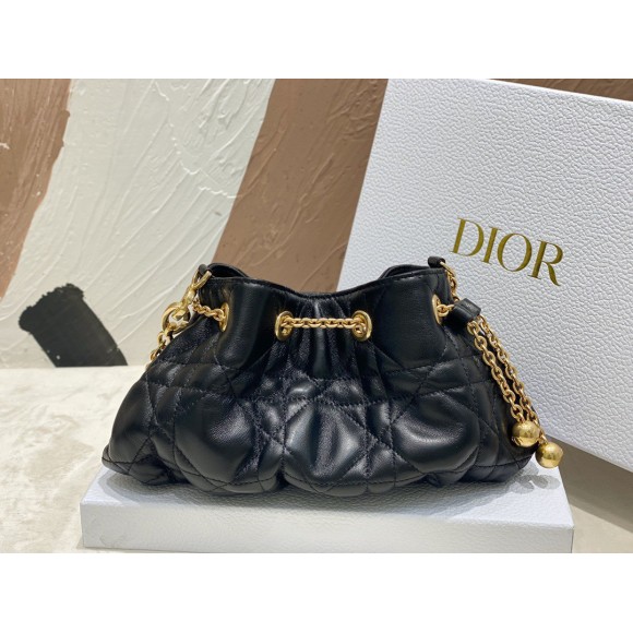 D*or ammi small bag in black macrocannage lambskin