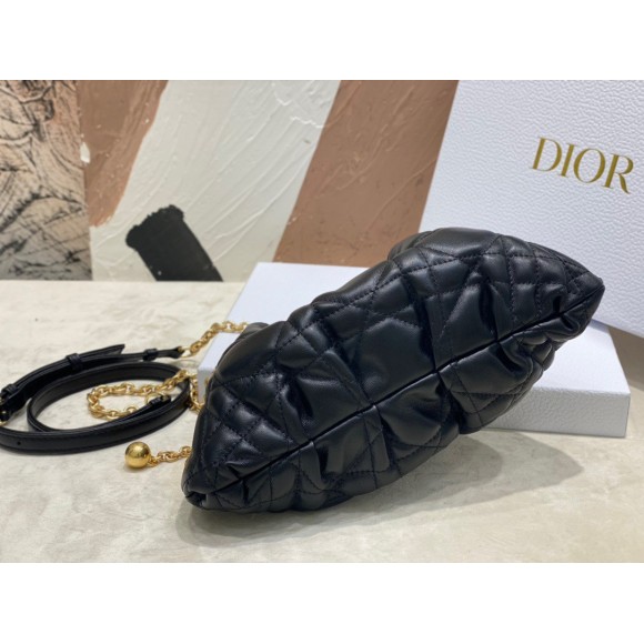 D*or ammi small bag in black macrocannage lambskin