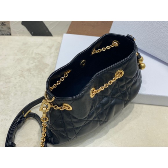 D*or ammi small bag in black macrocannage lambskin