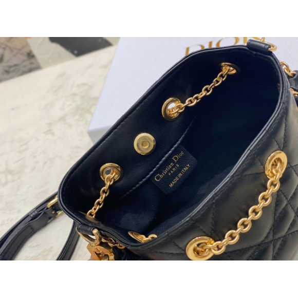 D*or ammi small bag in black macrocannage lambskin