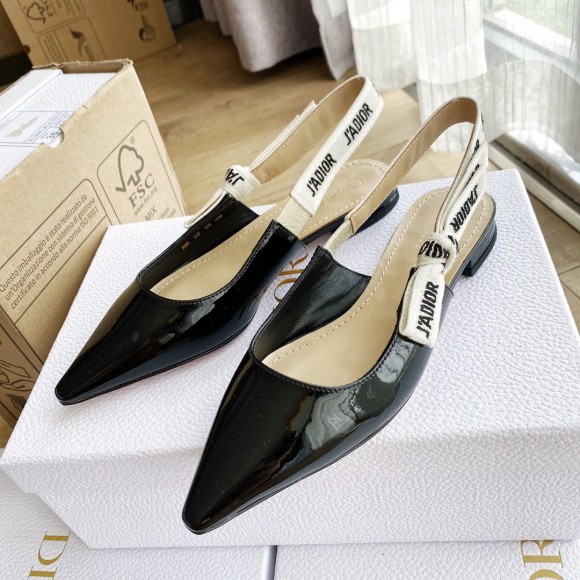 D*or j'aD*or slingback ballerina flats in black patent leather