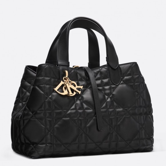 D*or toujours medium bag in black macrocannage calfskin