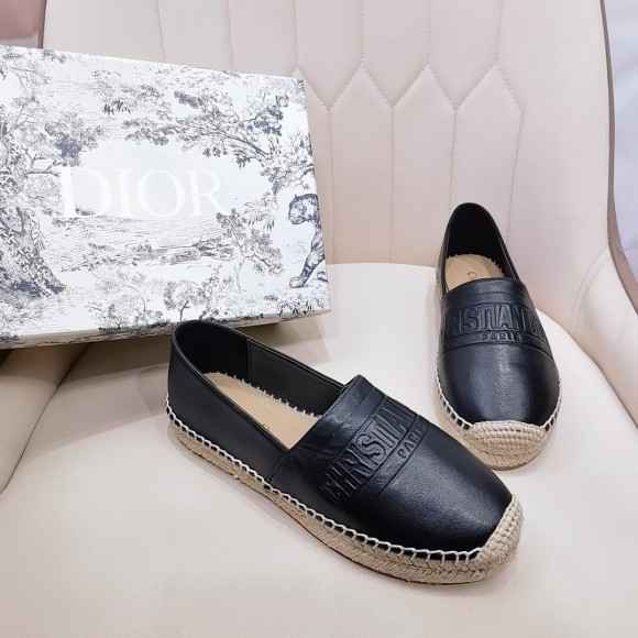 D*or granville espadrilles in black embossed lambskin